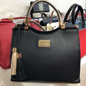 BEBE TOTE PURSE HANDBAG BRAIDED SHOULDER STRAP